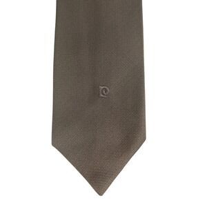VTG Pierre Cardin Tie Mens Solid Brown Embroidered Logo Narrow 3 Inch 54x3